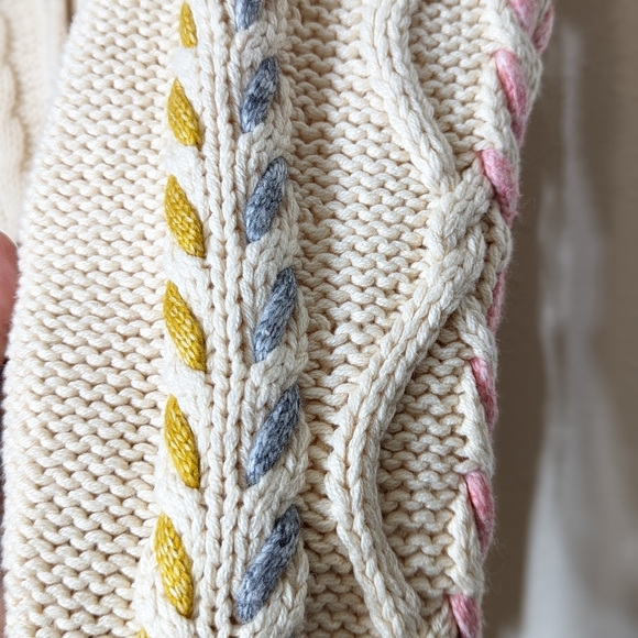 Michael Stars Hadley Cardigan Cotton Cable Woven Pastel Cropped XS - Picture 7 of 13